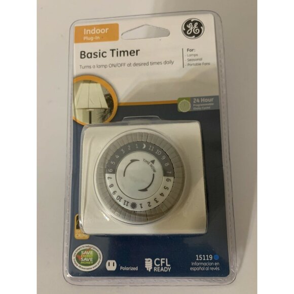 New GE BASIC Programmable Timer 15119 Lamp & Appliance Plug Timer INDOOR USE - Picture 3 of 4